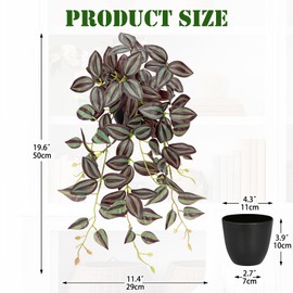 DILATATA Fake Plants Artificial Potted Plants 20 Inch Faux Peperomia Ivy Vine Plant Hanging Plant for Home Office Desk Shelf Indoor Outdoor Decor