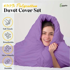 EGYPTO Polycotton Lilac King Duvet Cover Set - Soft, Breathable Anti-Allergic Bedding Set - with Comfortable Pillow Cases for Bed (King, Lilac)