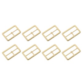 sourcing map 8Pcs Metal Roller Buckles, 50mm(2") Single Prong Belt Buckle Rectangle Triglides Slider Movable Bar Strap Adjuster for Bags Coats Leather Crafts (Gold Tone)