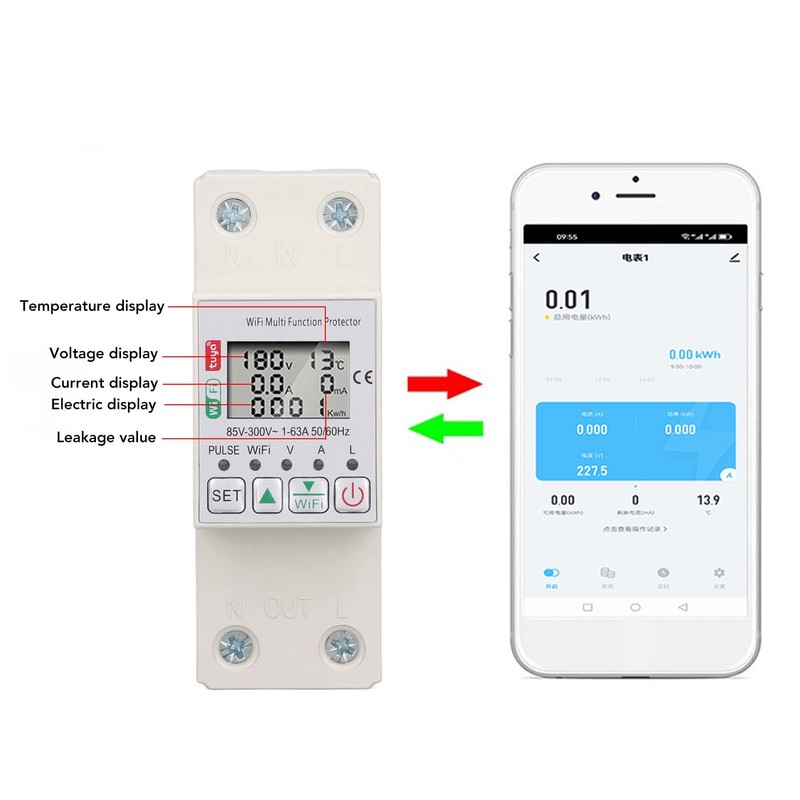 Interruptor de Medidor de Potencia Inteligente WiFi, Disyuntor de Energía