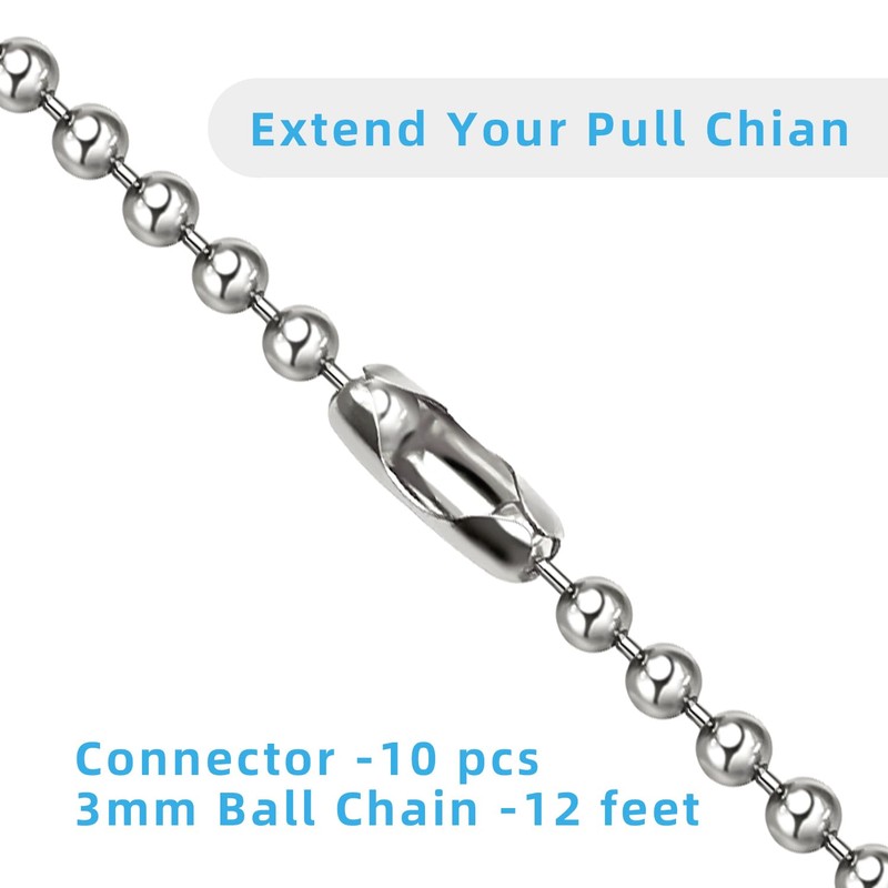 Ceiling Fan Pull Chain Extender, 12Feet 3mm Diameter Beaded Ball