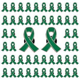 CRAFFANCY Green Ribbon Pin, 50Pcs Health Awareness Lapel Pin Green Ribbon Brooch Green Lapel Pins Hope Pins Enamel Jewelry Pins for Decoration