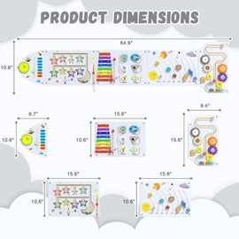 Rocket Activity Wall Busy Board Panels - Sensory Wall Panel for Kids, Montessori Toddler Wall Activity Board(5PCS)