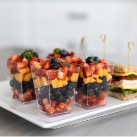 Clear Plastic 5 Oz Dessert Cups with Lids, Spoons & Bamboo Picks, Set of 50