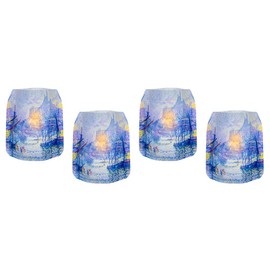 MODGY Luminary Lanterns Candle Holder Decorative Indoor Outdoor Decor, Lanterns for Wedding Centerpiece Decoration Outside Patio 4-Pack, with Flameless Floating LED Candles Paul Signac Notre Dame