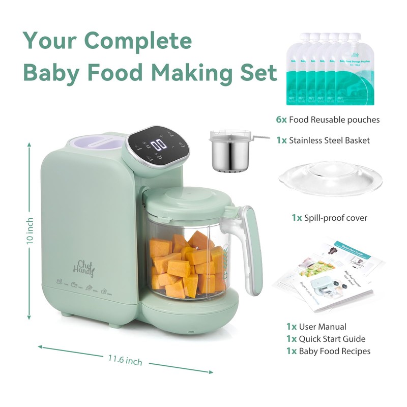 Chefhandy Baby Food Maker with Stainless Steel Steam Basket, One