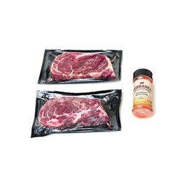 Nebraska Star Beef Steak Bundle - 2x All Natural 14oz Ribeye w/ Bottle of Signature Seasoning
