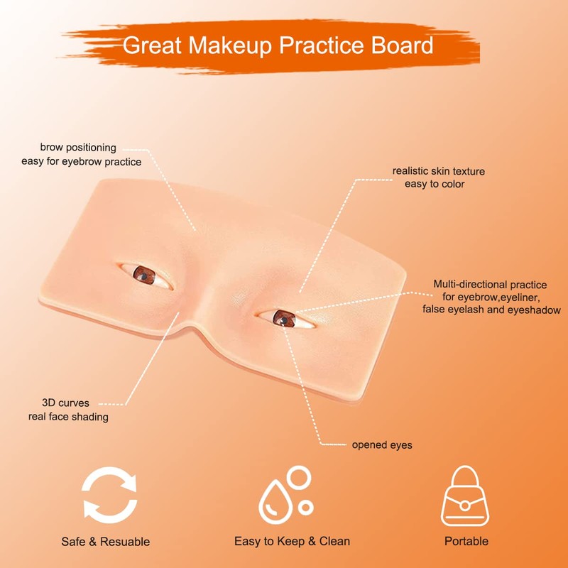 3D Reusable Makeup Mannequin - Practice Face Board with Eyeshadow