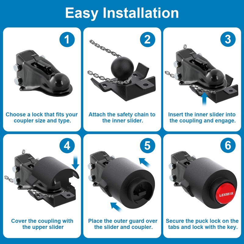 Trailer Hitch Lock 2 5/16" Heavy Duty Trailer Lock Fits
