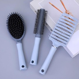 Styling rib comb, cushion comb, roll comb 3-piece set - Green / 스타일링 갈비빗 쿠션빗 롤빗 3종 세트 - 그린