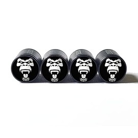 Angry Gorilla Ape (Style 3) Tire Valve Caps - Aluminum - Set of Four