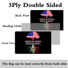 ANCONINE Double Sided American Grown with Mexican Roots Flag 2x3FT for Outdoor Indoor,Heavy Duty 3Ply 220D Polyester Double Stitched and Flags with 2 Brass Grommets.