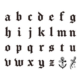 WEEKINK Gothic Lowercase Letter Temporary Tattoos – Custom Old English Font Name Fake Tattoos for Adults, DIY Black Ink Alphabet for Hand, Neck, Knuckles & Arm, Realistic & Long-Lasting for 2 Weeks