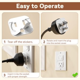 EUDEMON 20 Pack Baby Safety Plug Socket Covers, Childproof US Outlet Plug Covers, Easy to Use (White)