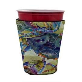 Caroline's Treasures 8512RSC Crab All Over Red Cup Hugger Cup Cooler Sleeve Hugger Machine Washable Drink Sleeve Hugger Collapsible Insulator Beverage Insulated Holder