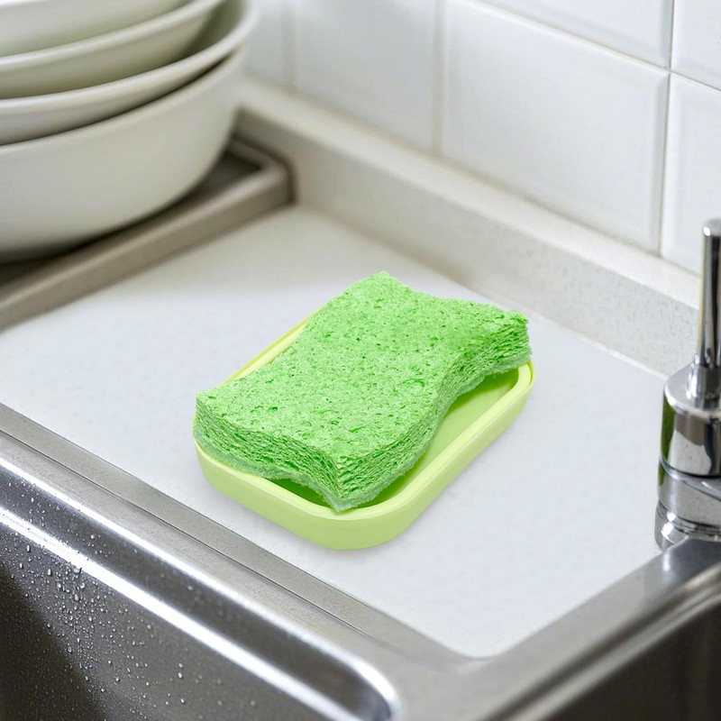 Double Layer Draining Soap Dish, Plastic Dishwashing Sponge Soap Holder