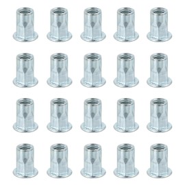 sourcing map 20Pcs M8 x 18mm Rivet Nut Thread Half Hexagonal Carbon Steel Hardware Nuts White Zinc-Plate Threaded Insert Nut Suitable for Furniture Industrial