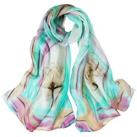 Floral Print Chiffon Scarf - Womens Fashion Scarfs Lightweight Head Scarf Sunscreen Scarves Shawls Wrap For Women