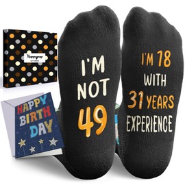 HAPPYPOP 49th Birthday Gifts for Him - Women Socks for 49 Year Old Men Dad Husband Boss, Birthday Gifts with Cards for Man in Their 40s