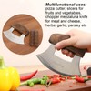 Amhoo Pizza Cutter Chef Mezzaluna Ulu Knife Handle Walnut Wood