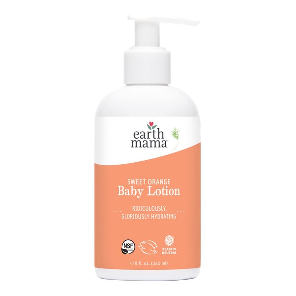 Earth Mama Sweet Orange Baby Lotion | Nourishing Organic Calendula + Rooibos for Sensitive Skin, 8 Fl Oz