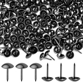 Worldity 1000 Pcs Upholstery Tacks, 17mm 11/16" Thumb Tacks, Decorative Furniture Nails Pins, Metal Black Thumb Tacks for Upholstered Furniture Cork Board, Home Decor
