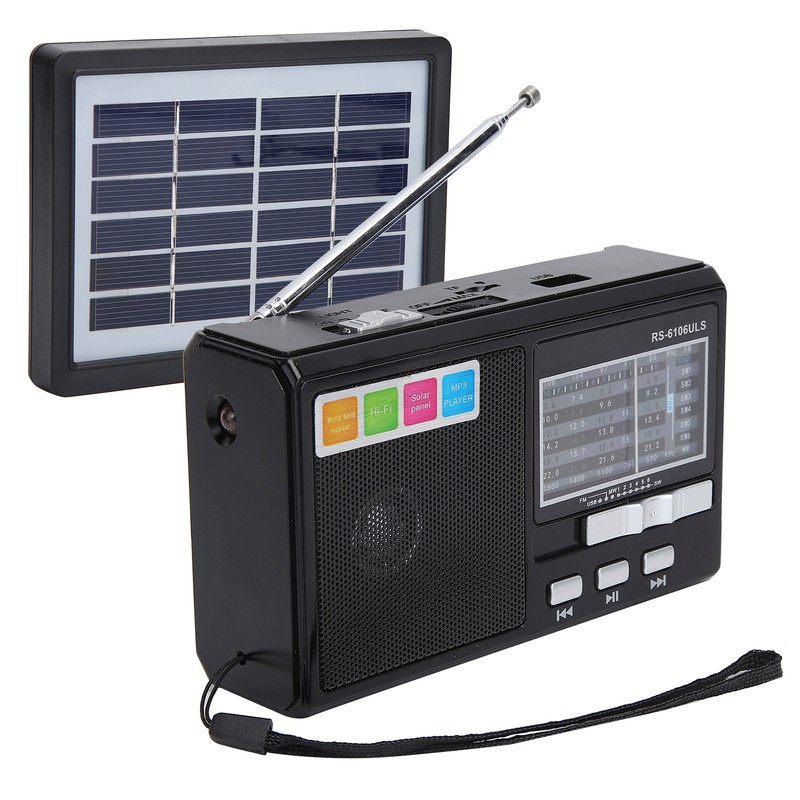 Solar Charging Radio Portable Radio with Emergency LED Flashlight Support