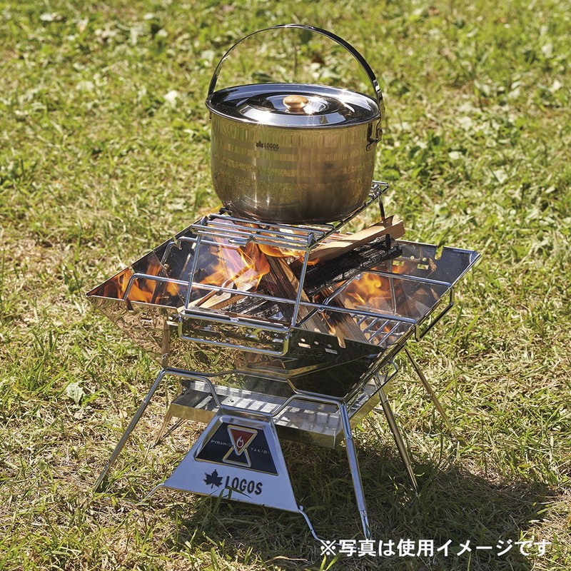 LOGOS 81064172 Large Fire Rack, Camping, Outdoor Use, Foldable, Can