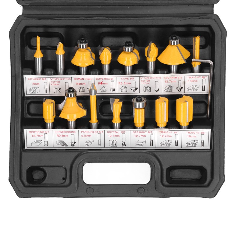 15Pcs Router Bit Straight Slotting Router Bit Cutter Tool Set