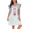 YZXDORWJ Women Summer Mexican Embroidered Boho Peasant Dress Petal Sleeve