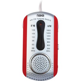 Naxa NR-721: Portable AM/FM Mini Pocket Radio with Built-in Speaker - Red