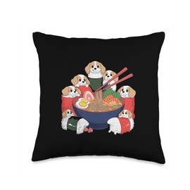 Beagle Dog Ramen Beagles Dog Japanese Noodles Throw Pillow