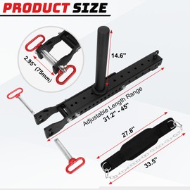 Betollo Belt Squat Attachment, 1100 lbs Weight Capacity, Fit All Racks-Universal Belt Squat System, Adjustable Length, No Assembly Required - Best Choice for Squat, Belt Included