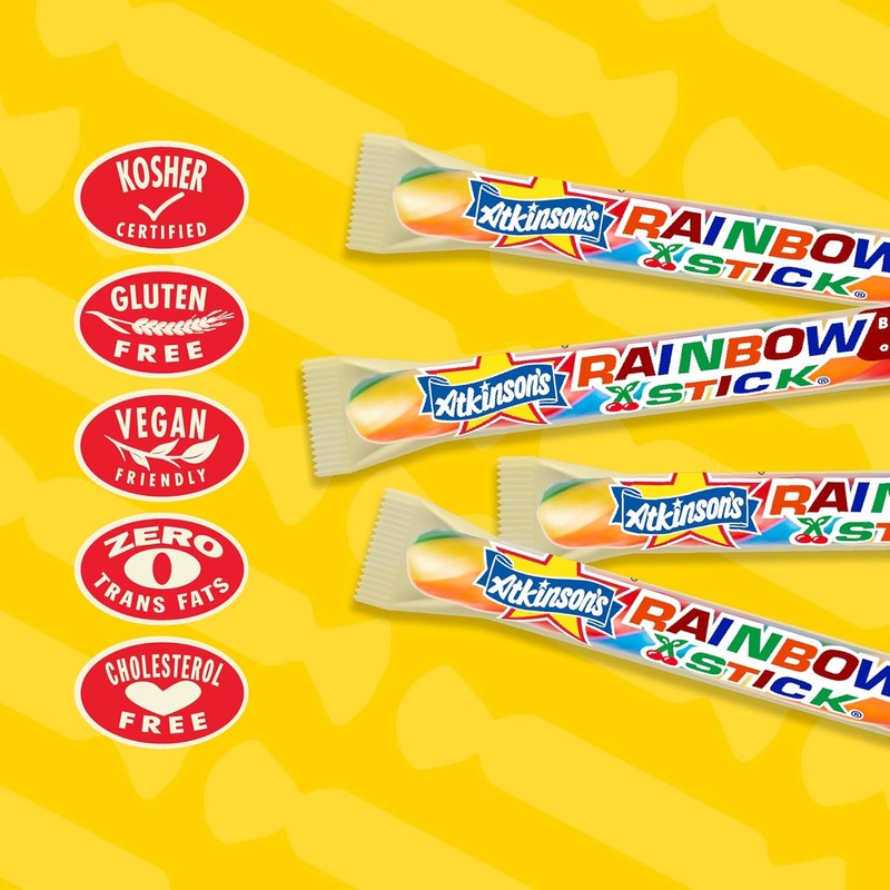 Atkinson's Rainbow Twist Sticks - Cherry Flavored Rainbow Candy Sticks