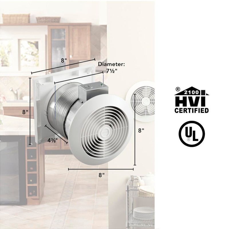 Broan-NuTone 512M Through-the-Wall Ventilation Fan White Cover, 6-Inch 70 CFM