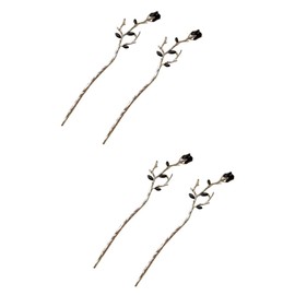 minkissy 2sets Flower Chignon Pin Hair Stick Rose Hair Accessories for Women Hair Bun Sticks Pins 2pcs*2