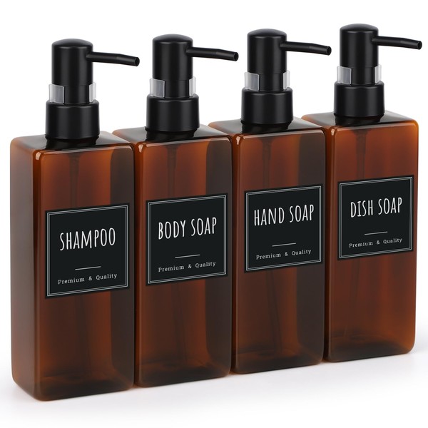 Segbeauty Bathroom Hand Soap Dispenser, 4 Pack Reusable Kitchen Soap