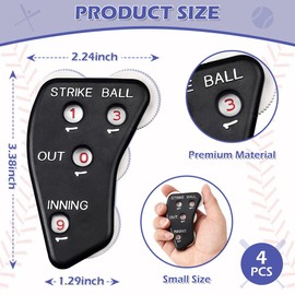 PECMER 4-Dial Umpire Indicator 4 Pcs Umpire Accessories Set Baseball Counter Clicker Baseball Umpire Gear Umpire Gear Set for Softball