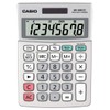 Casio Tischrechner MS-88ECO, 8-stellig, umweltfreundlich, Währungsumrechnung, Aluminiumfront, Solar-/Batteriebetrieb, farbe