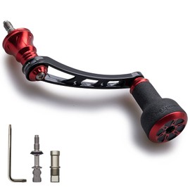 HEIGHTEN 2.2 inches (56 mm) Reel Handle with 0.9 inches (24 mm) TPE Knob, Compatible with Shimano and Daiwa Spinning Reels, TPE Series (Black & Red) (475)