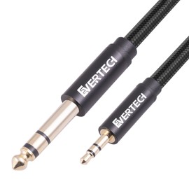 EverTech 3.5mm to 6.35mm Cable, 6.35mm 1/4" to 3.5mm 1/8" Adapter Male to Male TRS Stereo Audio Aux Jack Cable Gold Plated Compatible with Laptop, Smartphones, Home Theater Devices (6.6FT/2Meter)