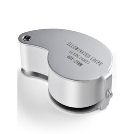 Snowmanna-40x 25mm Illuminated Eye Loupe Jewelry Magnifier Magnifying Glass Jewelry Loupe Tool with Dual Led Lighting (silver)