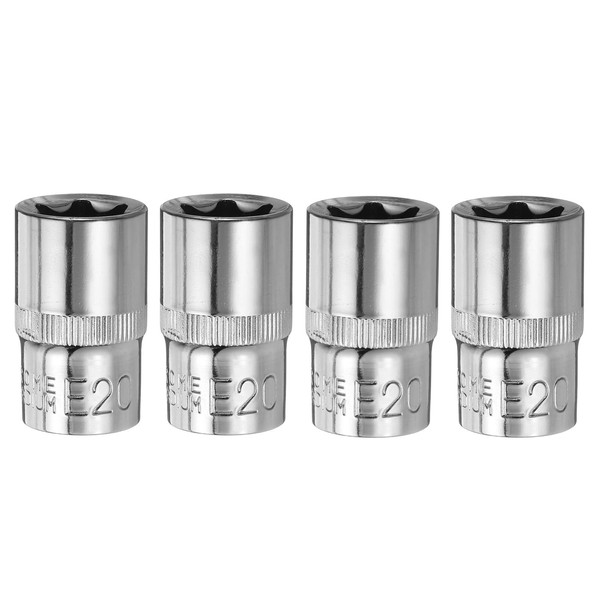HARFINGTON 4pcs E-Torx Socket 1/2" Drive E20 External Torx Deep
