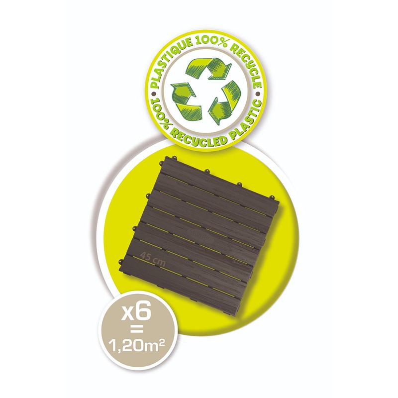 Smoby- Set of 6 Playhouse, Floor Tiles, Brown, Indoor or