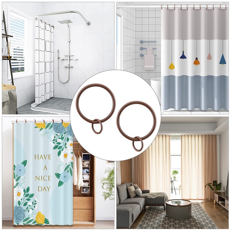 INCREWAYカーテンリング、38mm内径ラウンドカーテンリングフックピン、16個入、レッドブロンズ