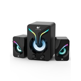 OROW PC Speaker 2.1ch Subwoofer Speaker with RGB Light 11W usb pc speaker pc monitor speaker for TV computer speaker gaming speaker deep bass support 3.5mm input (S212)