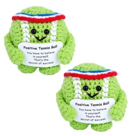 TOYMIS 2 x Positive Tennis Ball, Emotional Plush Inspiration Support Doll with Positive Card, Knitted Tennis Ball, Inspirational Gifts for Sports Lovers and Desktop Party Decor