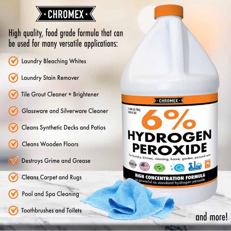Chromex 6 Percent Hydrogen Peroxide, Food Grade, Home, Kitchen, Bath