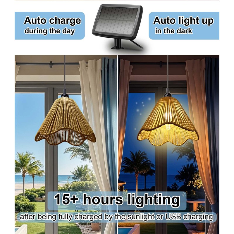 Solar Chandelier Outdoor Waterproof, Gazebo Lights Solar Powered with Remote