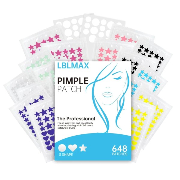 LBLMAX Pimple Patches for Face (648 Count),3 shapes 1 Count